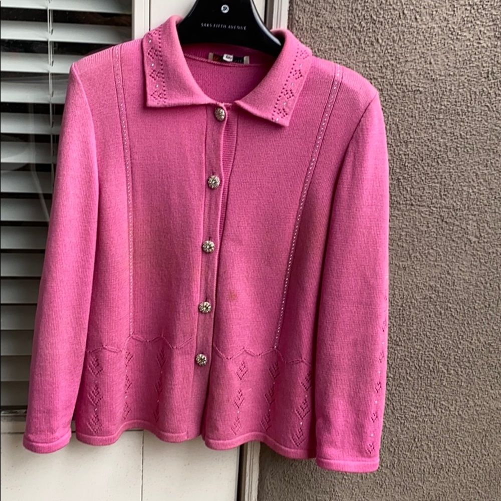 SANDY KNIT MADE IN USA WOMENS PINK JACKET SIZE 12🇺🇸💕💞💓💗💖💘💝🩷🧥